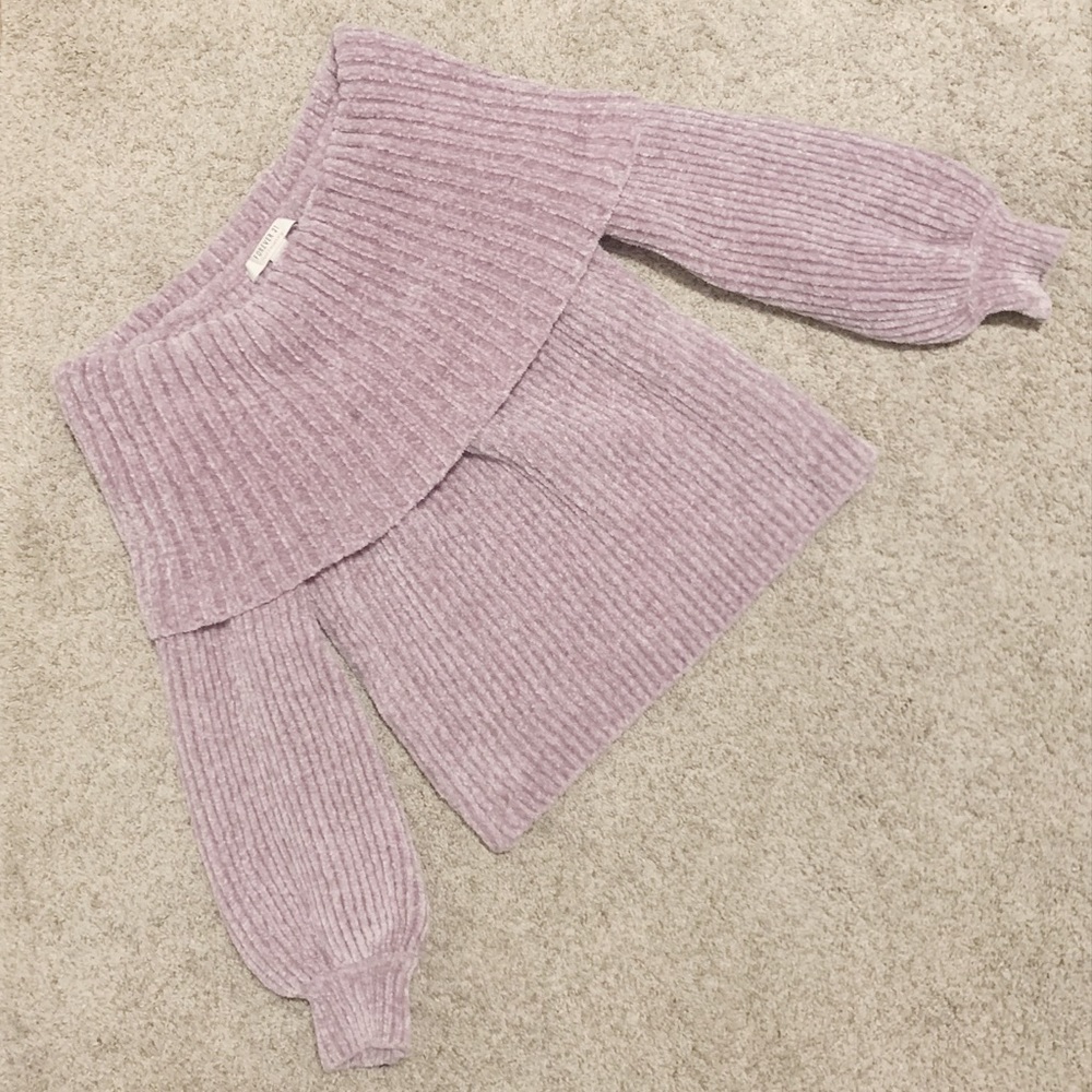 Off Shoulder Chenille Sweater
